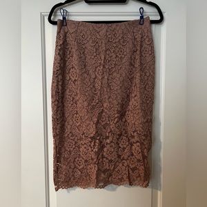 Dusty rose lace pencil skirt